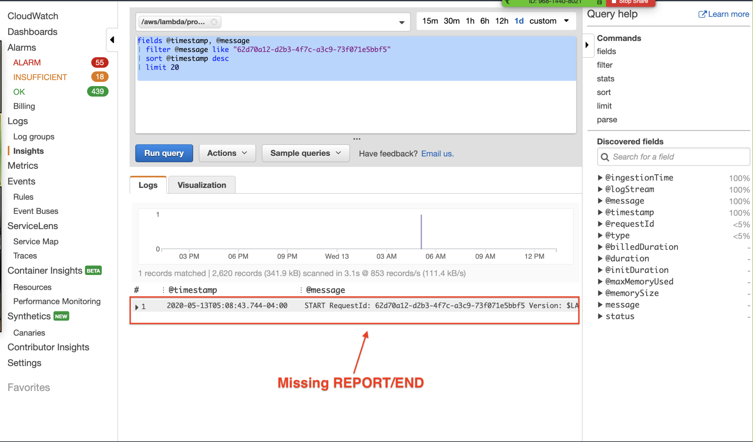 lambda log unhealthy